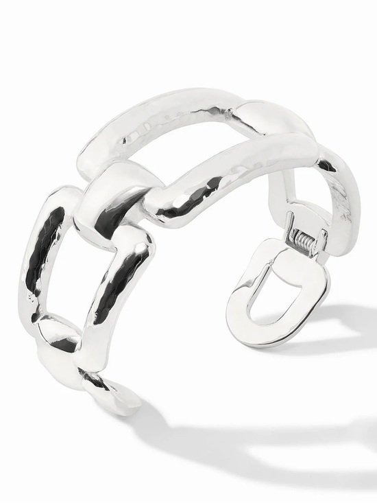 Julie Vos Jewelry - Julie Vos Hammered Link Silver-Tone Cuff Bracelet
